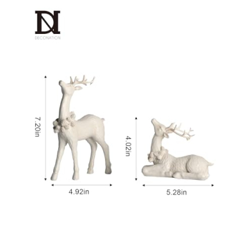DN DECONATION Reindeer Statue Set for Christmas Decor