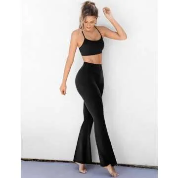 UEU Women's High Waist Flare Yoga Pants for Comfort