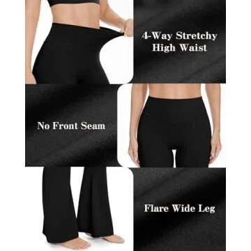 UEU Women's High Waist Flare Yoga Pants for Comfort