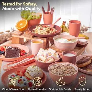FOODLE Wheat Straw Dinnerware Set for Kids & Adults