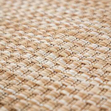 Solid Outdoor Rug for Patio or Balcony - Weatherproof Mottled Light-Brown Beige, 4'7" x 6'7"