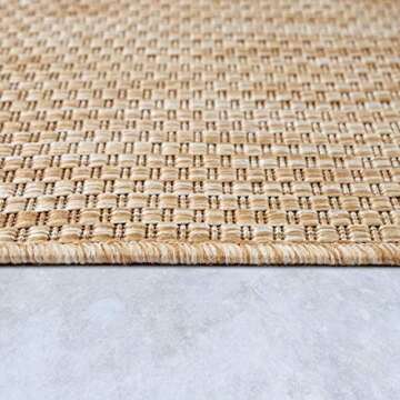 Solid Outdoor Rug - Weatherproof Light-Brown Beige Area Rug