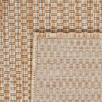 Solid Outdoor Rug - Weatherproof Light-Brown Beige Area Rug
