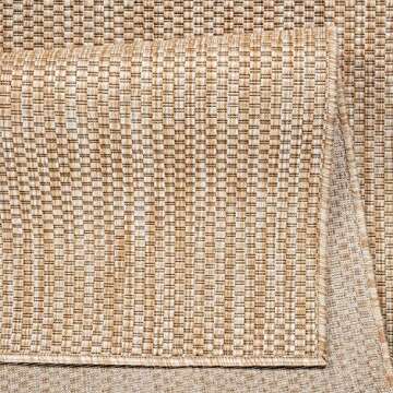 Solid Outdoor Rug - Weatherproof Light-Brown Beige Area Rug