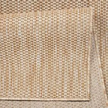 Solid Outdoor Rug - Weatherproof Light-Brown Beige Area Rug