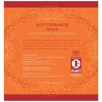 Harney & Sons Hot Cinnamon Spice Tea Tin - Black Tea with Orange & Sweet Clove - 2.67 Ounces, 30 Sachets