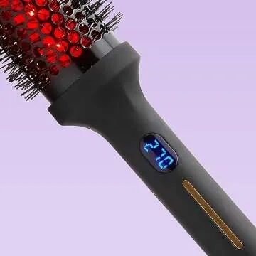 SUTRA IR Infrared Thermal Round Brush - Heated with Ionic Bristles for Straightening and Smoothing Fully Dried Hair, Volumizing, Reduces Styling Time, All Hair Types