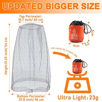 Benvo Mosquito Head Net Mesh, Face Neck Fly Netting Hood from Bugs Gnats Noseeums Screen Net for Any...