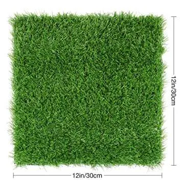 XLX TURF Square Artificial Grass Mat, 12"x12" Green Fake Grass Placemat Patch Tiles Decor Patio, Party, Balcony, DIY Crafts, 3 Pack