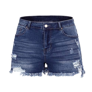 THUNDER STAR Women Mid Rise Ripped Stretchy Jeans Shorts for Summer 2024 Casual Look