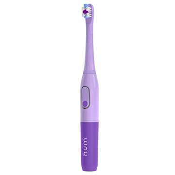 Colgate hum Smart Battery Toothbrush Kit, Sonic Toothbrush with Travel Case, Purple