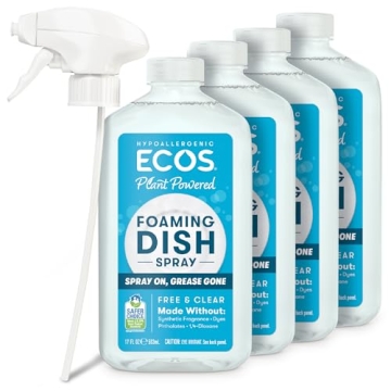ECOS Foaming Dish Soap - Powerful Spray Formula, Water Saving, Hypoallergenic Cleaner - Free & Clear...