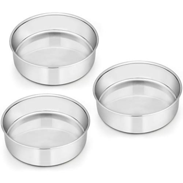 E-far Stainless Steel 3-Piece Cake Pan Set for Versatile Baking