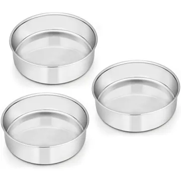 E-far 6 Inch Cake Pan Set of 3, Stainless Steel Round Smash Cake Baking Pans Tins, Non-Toxic & Healt...