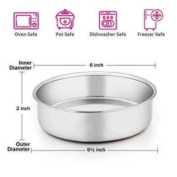 E-far Stainless Steel 3-Piece Cake Pan Set for Versatile Baking
