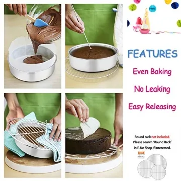 E-far Stainless Steel 3-Piece Cake Pan Set for Versatile Baking