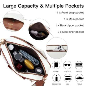 Telena Quilted Crossbody Bags for Women Trendy Faux Leather Crossbody Purse Women's Crossbody Handbags with Wide Strap