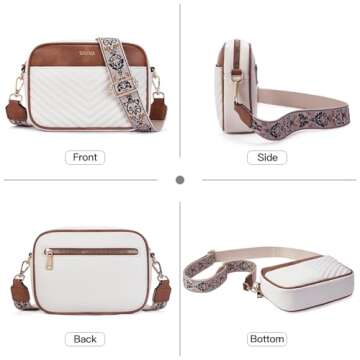 Telena Quilted Crossbody Bags for Women Trendy Faux Leather Crossbody Purse Women's Crossbody Handbags with Wide Strap