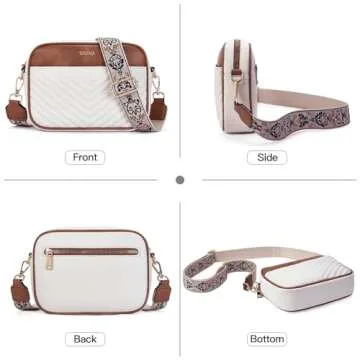 Telena Quilted Crossbody Bags for Women Trendy Faux Leather Crossbody Purse Women's Crossbody Handbags with Wide Strap