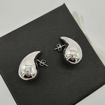 2 Pairs Water Drop Chunky Gold Hoop Earrings Dupes Hypoallergenic Statement Earrings for Women Designer Dupes