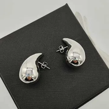 2 Pairs Water Drop Chunky Gold Hoop Earrings Dupes Hypoallergenic Statement Earrings for Women Designer Dupes