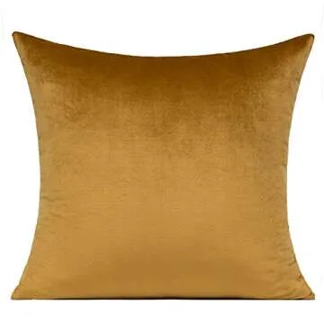Gold Christmas Decorative Throw Pillow Covers 18x18 Golden Velvet Decorations Brown Room Decor Cushi...