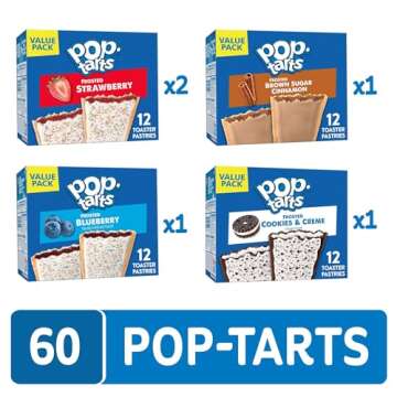 Pop-Tarts Toaster Pastries, Breakfast Foods, Kids Snacks, Variety Pack (5 Boxes, 60 Pop-Tarts)