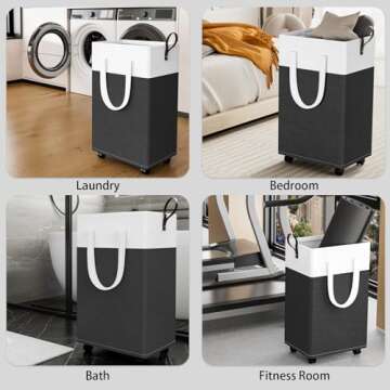 HomeHacks 75L Rolling Laundry Basket - Collapsible & Waterproof