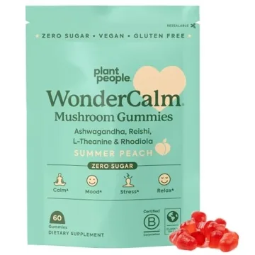 Plant People WonderCalm Mushroom Gummies - Natural Ashwagandha Supplement to Ease Stress & Boost Moo...