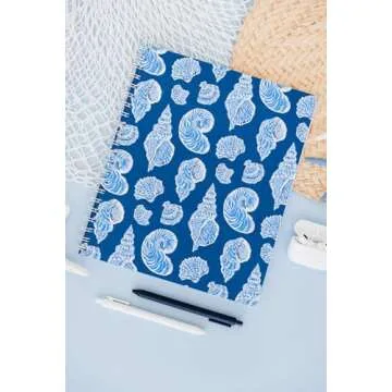 Lilly Pulitzer Large Hardcover Spiral Notebook, 11" x 9.5" with 160 College Ruled Pages, Shell of a Good Time
