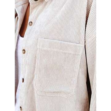 Astylish Women Corduroy Shirt - Casual Button Down Blouses