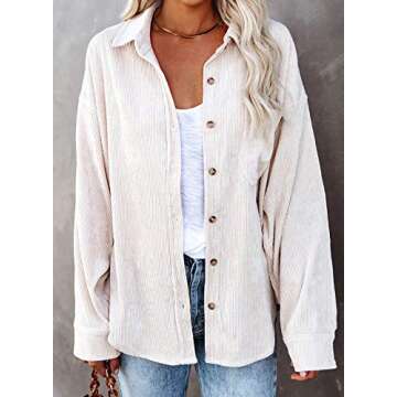 Astylish Women Corduroy Shirt - Casual Button Down Blouses
