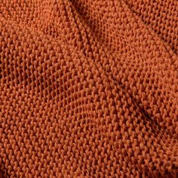 TREELY Knitted Throw Blanket in Rust Orange for Sofa