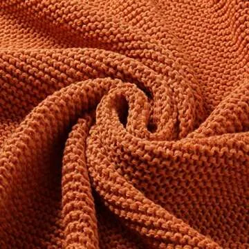 TREELY Knitted Throw Blanket in Rust Orange for Sofa