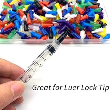 300 Luer Lock Syringe Tip Caps in 10 Colors with Storage Case