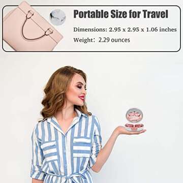 Vastsoon Contact Lens Case, Portable Cute Eye Contacts Colored Lenses Applicator Remover Tool Kit with Mirror Solution Bottle for Travel Daily Outdoor (Rose Gold)