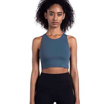 Lemedy Women Strappy Sports Bras Padded Medium Support Yoga Workout Tank Top (M, Blue)