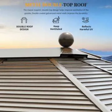 YOLENY 10'x13' Hardtop Gazebo with Galvanized Steel Single Roof, Pergolas Aluminum Frame, Netting and Curtains Included, Metal Outdoor Gazebos for Garden, Patios, Lawns, Parties