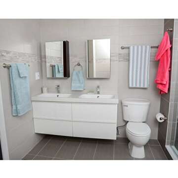 Amazon Basics, 5 Piece, Satin Nickel AB-BR817-SN Bathroom Hardware Set, Variety Pack