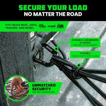 Rhino USA Bungee Cargo Net Set - Ultimate Cargo Accessory Includes Carry Case, Carabiners, 4' x 6’...