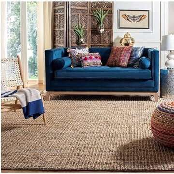 SAFAVIEH Natural Fiber Collection Area Rug - 8' x 10', Natural, Handmade Chunky Textured Jute 0.75-inch Thick, Ideal for High Traffic Areas in Living Room, Bedroom (NF447A)