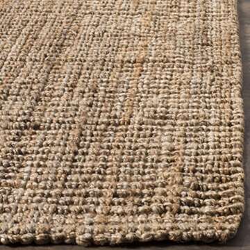 SAFAVIEH Natural Fiber Collection Area Rug - 8' x 10', Natural, Handmade Chunky Textured Jute 0.75-inch Thick, Ideal for High Traffic Areas in Living Room, Bedroom (NF447A)