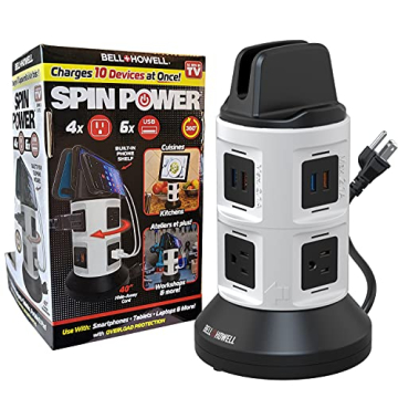 Power Strip Tower with 4 Outlets and 6 USB Ports