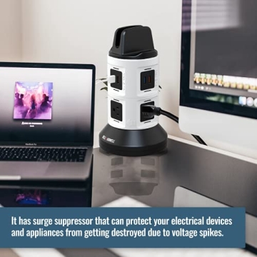 Power Strip Tower with 4 Outlets and 6 USB Ports