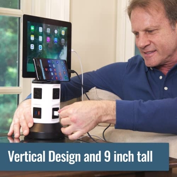 Power Strip Tower with 4 Outlets and 6 USB Ports