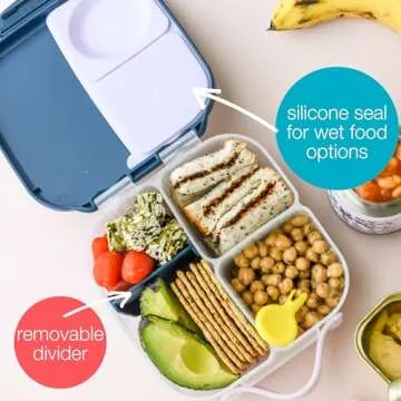b.box Mini Lunch Box for Kids: Lightweight Bento Box, Lunch Snack Container with 2 Leak Proof Compartments. Ages 3+ School Supplies, BPA Free (Graphite, 4¼ cup capacity)