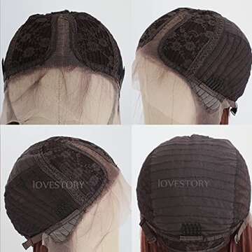 Lovestory Long Straight Synthetic Lace Front Wigs Chocolate Color Heat Resistant Glueless Natural Hair Wig For Fashion Women