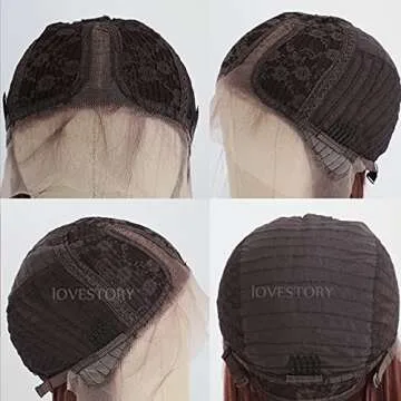 Lovestory Long Straight Synthetic Lace Front Wigs Chocolate Color Heat Resistant Glueless Natural Hair Wig For Fashion Women