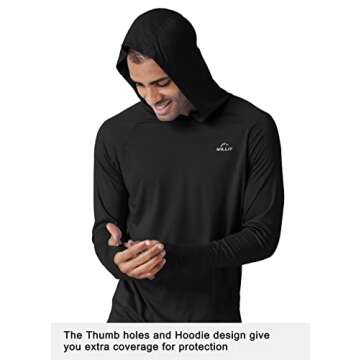 Willit Men's Sun Shirts UPF 50+ Rash Guard Long Sleeve Sun Protection Hoodie SPF UV Fishing Lightwei...