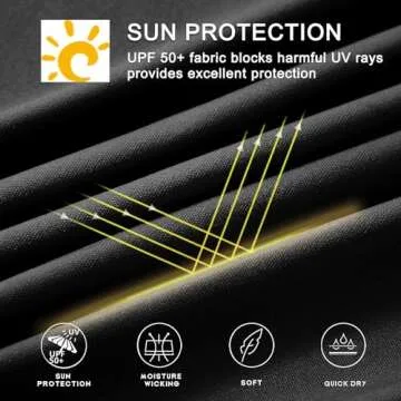 Willit Men's Sun Shirts UPF 50+ Rash Guard Long Sleeve Sun Protection Hoodie SPF UV Fishing Lightweight Athletic Running Black L